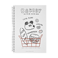 B5 Spiralblock 350 GSM Karton-Einband 68 Blatt Linierte Seiten Dickes Kartonpapier Niedlicher Welpen-Bäckerei-Druck für Schüler und Geschenke