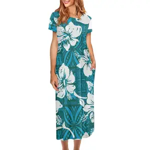 2024 New Design Dress Round Neck Short Sleeve Skirt Polynesian Tribal Custom Your Designs Women's Summer Dresses