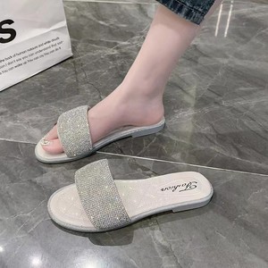 Sandalias de Moda con Pedrería para Mujer, Chanclas Planas de PVC con Tiras Cruzadas para Mujer - Product Image 2