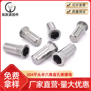 Tuerca Remachable Semihexagonal de Acero Inoxidable 304 para Orificio Ciego, Accionamiento Métrico por Enchufe, Grado 8.8 GB17880, para Equipos de Comunicación - Product Image 3