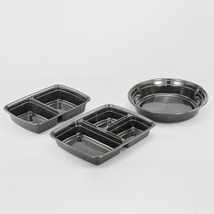 12 16 32 39 48盎司<span class=keywords><strong>2</strong></span> 3隔间黑色圆形矩形便当盒一次性外卖防漏餐准备容器带盖 - Product Image 4