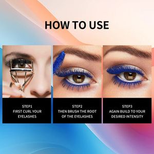 Mascara coloré à marque privée, waterproof, longue tenue, bleu, rose, violet vibrants, haute pigmentation, maquillage des yeux coloré, en gros - Product Image 6