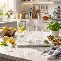 Bouteille Distributrice d'Huile d'Olive en Verre 500ml 17oz avec Bec Verseur, Bouteille Transparente pour Vinaigre, Bouteille d'Huile de Cuisine, Distributeur d'Huile et de Vinaigre