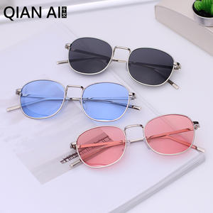 Lunettes de soleil carrées en métal Harajuku, monture argentée Ocean Powder, verres en acrylique, protection UV 100%, style streetwear unisexe - Product Image 2