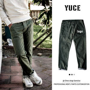 Pantalon en <span class=keywords><strong>jean</strong></span> décontracté bleu classique délavé pour hommes, personnalisable en gros, OEM - Product Image 2