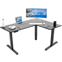 Bureau de direction à 3 pieds en forme de L, réglable en hauteur, assis à debout, électrique, réglable en hauteur