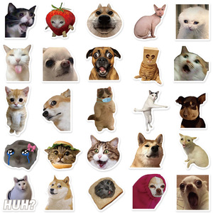 50PCS Trendy Funny meme animales expresión triste llorando gato pegatina - Product Image 2