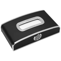 Boîte à mouchoirs multifonctionnelle pour voiture avec distributeur d'horloge Porte-serviettes pour tableau de bord Plaque d'immatriculation de parking Accoudoir Boîte à mouchoirs automatique