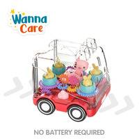 Wanna Care WT206139 Nouveau Design Mini Bus de Jouet à Friction en Plastique Transparent avec Dessins Animés pour Enfants