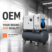 Compresseur d'air à vis portable 3-10HP (2,2-7,5KW) avec réservoir d'air de 300L, compresseur industriel sur roues, type économe en énergie
