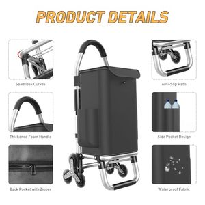 Chariot à main pliable 3 en 1 robuste avec chariot d'épicerie à 6 roues, sac étanche portable pour le déplacement, le camping - Product Image 5