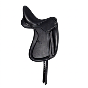 Selle de dressage en cuir noir de haute qualité, selle d'équitation tout usage avec arceau en plastique et quincaillerie en acier inoxydable - Product Image 1
