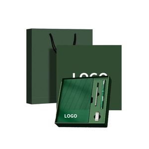 <b>Custom</b> Leather Notebook Box Business 3 Pieces Student Pen and A5 <b>Diary</b> Notebook Gift Set with Logo - Product Image 4