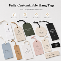 Étiquettes personnalisées pour vêtements, en papier ou en tissu, avec logo imprimé et cordon, pour l'emballage de marques de vêtements