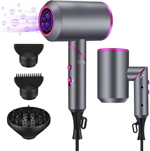 Sèche-cheveux professionnel pliable 2000W pour usage domestique et hôtelier, technologie ionique négative, 3 réglages chaleur/froid, sèche-cheveux portable à main - Product Image 1