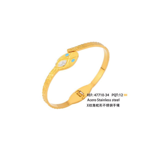 Bracciale in Acciaio Inossidabile a Forma di Serpente con Motivo a X, Colore Oro, Gioielli alla Moda - Product Image 3