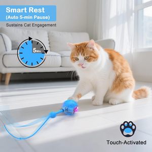 Juego silencioso recargable automático, juguetes para gatos <span class=keywords><strong>de</strong></span> interior azul aburrido, juguetes interactivos para mascotas con movimiento interactivo para gatitos - Product Image 5