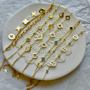 XIXI marchio di dichiarazione impermeabile in oro placcato 18K in acciaio inossidabile misto accessori da <span class=keywords><strong>donna</strong></span> trifoglio gioielli di moda braccialetti a catena - Product Image 1