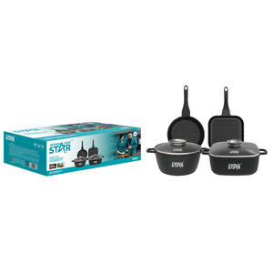 Winning Star 4-Piece Non-Stick Cookware <b>Set</b> With Lids For Frying Boiling And Hot <b>Pot</b> Use - Product Image 1