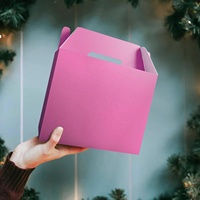 Caja Misteriosa Rosa Intenso de Cartón Degradable, Caja para Comida de Color, Tamaño Personalizado, Logotipo, Cumpleaños, Juguete, con Asas