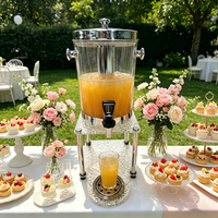 Distributeur de boissons transparent en acrylique FLEY 8L avec cadre doré, conteneur de jus en libre-service pour restaurant et buffet