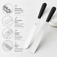 Spatule à gâteau professionnelle AKOKO en acier inoxydable, qualité alimentaire, lisseur de crème et d'ailles, outils de pâtisserie pour la décoration, usage en boulangerie