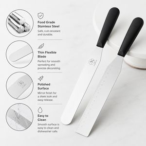 AKOKO Spatola Professionale in Acciaio Inox per Torte, Utensile Alimentare per Lisciare Creme e Glassa, Strumento per Decorazione Pasticceria - Product Image 2
