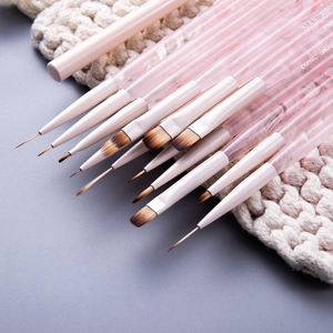 Juego de 13 Pinceles de Nailon <span class=keywords><strong>para</strong></span> Decoración de Uñas, Color Rosa Mármol, Pinceles Profesionales <span class=keywords><strong>para</strong></span> <span class=keywords><strong>Delineado</strong></span>, Degradado y Detalles - Product Image 2