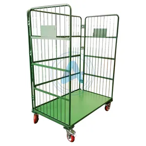 Factory Sale Various Four-rad Wire Metal Collapsible Rolling Trolley Roll Container