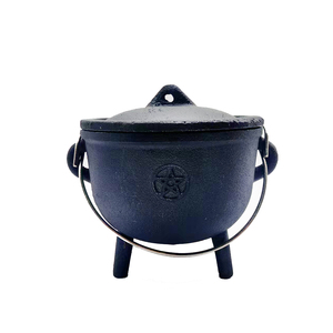 Calderone in Ghisa con Pentacolo per Streghe, Disponibile in Diversi Colori, per Decorazioni di Halloween - Product Image 6