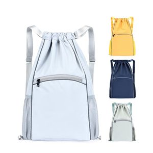 Sac à cordon pliable en polyester personnalisé, imperméable, pour le sport, la salle de sport, résistant à l'eau, pour les sacs à cordon décontractés, sac à dos - Product Image 1