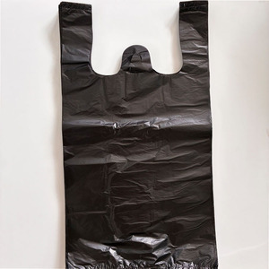 Sac gilet en plastique noir durable pour supermarchés, sacs d'emballage et sacs à main, vente en gros à prix abordable - Product Image 3