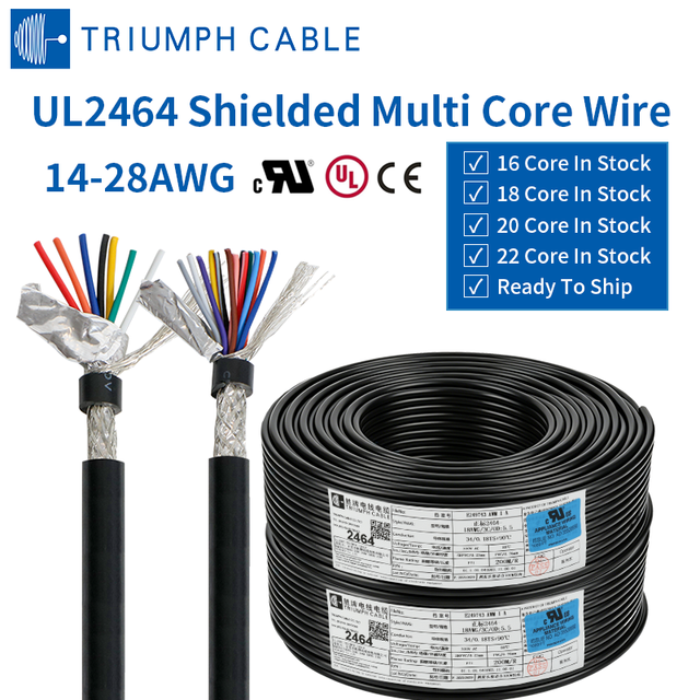 UL Certification 16core 18core 20core 22core Multi-core Electrical Wires AWG Gauge Shielded Industrial Control Cable UL2464