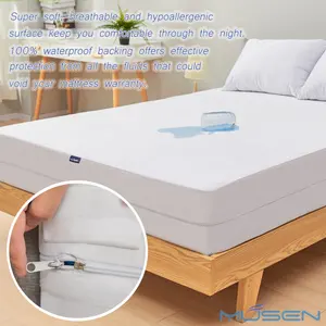 Waterproof Mattress Protector   Noiseless Mattress Protection Bed Cover  Breathable Cooling Cotton Surface and Vinyl Free TPU