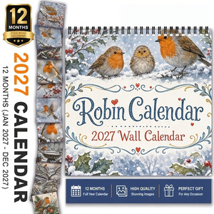 Calendario Robin 2027, Calendario de Pared de 12 Meses, Papel Grueso Recubierto - Product Image 2