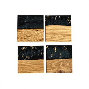 Premium Handmade Acacia Wood & Resin Beverage Coaster Set Stylish Home Décor & Dining Table Accessories - Product Image 1