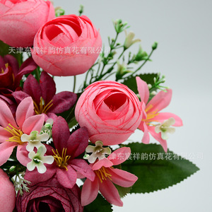 Bouquet de fleurs artificielles 30 cm, roses en soie, accessoires de décoration pour mariage et maison - Product Image 2