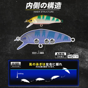 Señuelo de Pesca Minnow de 44mm y 4g, Micro Señuelo Artificial Duro para Trucha, Perca, Lubina, Agua Salada, Agua Dulce y Pesca en Río - Product Image 3