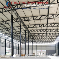 Bâtiment d'entrepôt moderne en structure acier durable, surface galvanisée pour atelier industriel, entrepôt métallique préfabriqué