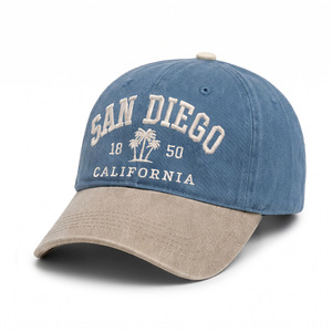 Casquette de baseball personnalisée avec logo brodé en 3D, bicolore, 5 panneaux, unisexe, vente en gros, mode rétro, streetwear - Product Image 1