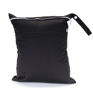 Sac à couches à double fermeture éclair avec film imperméable 30*36 cm, petite trousse de toilette en gros, sac de rangement pour couches de couleur unie - Product Image 6