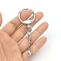 Mousquetons en métal en forme de cœur avec anneau en O et ressort, avec chaîne d'extension, crochets mousquetons ronds pivotants pour la fabrication de bijoux DIY