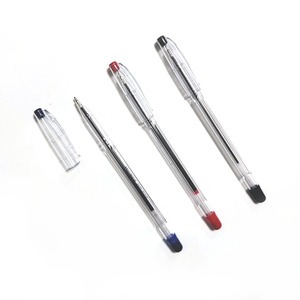 Hot Selling Transparent Plastic <b>Ballpoint</b> <b>Pens</b> with Custom Logo Red Blue Black Ink - Product Image 4