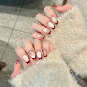 Arte de <span class=keywords><strong>uñas</strong></span> blanco simple con armadura desgastada a mano de ojo de gato rojo retro y Ambiente de Año Nuevo <span class=keywords><strong>vino</strong></span> estilo francés - Product Image 2
