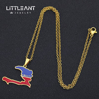 Pays Drapeaux bijoux En Acier Inoxydable Plaqué Or 18K Carte Collier Haïti Pendentif Colliers Pour Hommes Femmes Personnalisé En Gros