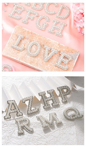 Patchs brodés personnalisés avec strass et perles, appliqués à coudre en forme de cœur, décorations pour chapeaux et vêtements, logos en tissu - Product Image 5