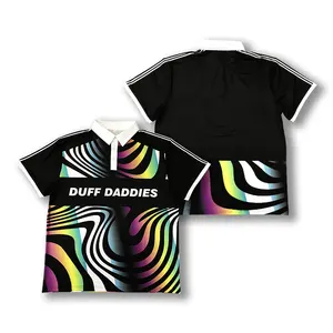 Custom Polyester Sublimation Stripe Men's Polo Shirts Seamless Tie Dye Design Polo Shirts