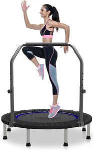 40-Inch Mini Folding Trampoline with Handrail Portable Jumping <strong>Exercise</strong> <strong>Equipment</strong> - Product Image 4