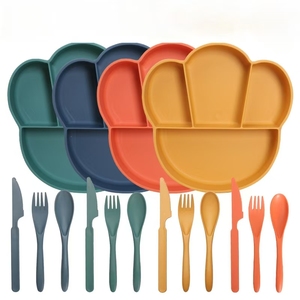 Eco Friendly Wheat Straw Dinnerware <b>Set</b> for Kids BPA Free Food Grade Unbreakable Baby Divided Plates <b>Set</b> <b>Microwave</b> Safe - Product Image 1