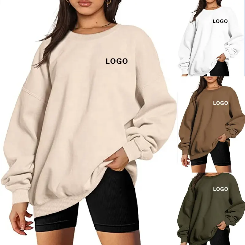 China liefert Hot Sale Langarm Blank Pullover Vintage Overs ized Crewneck Drop Schulter Sweatshirt für Frauen